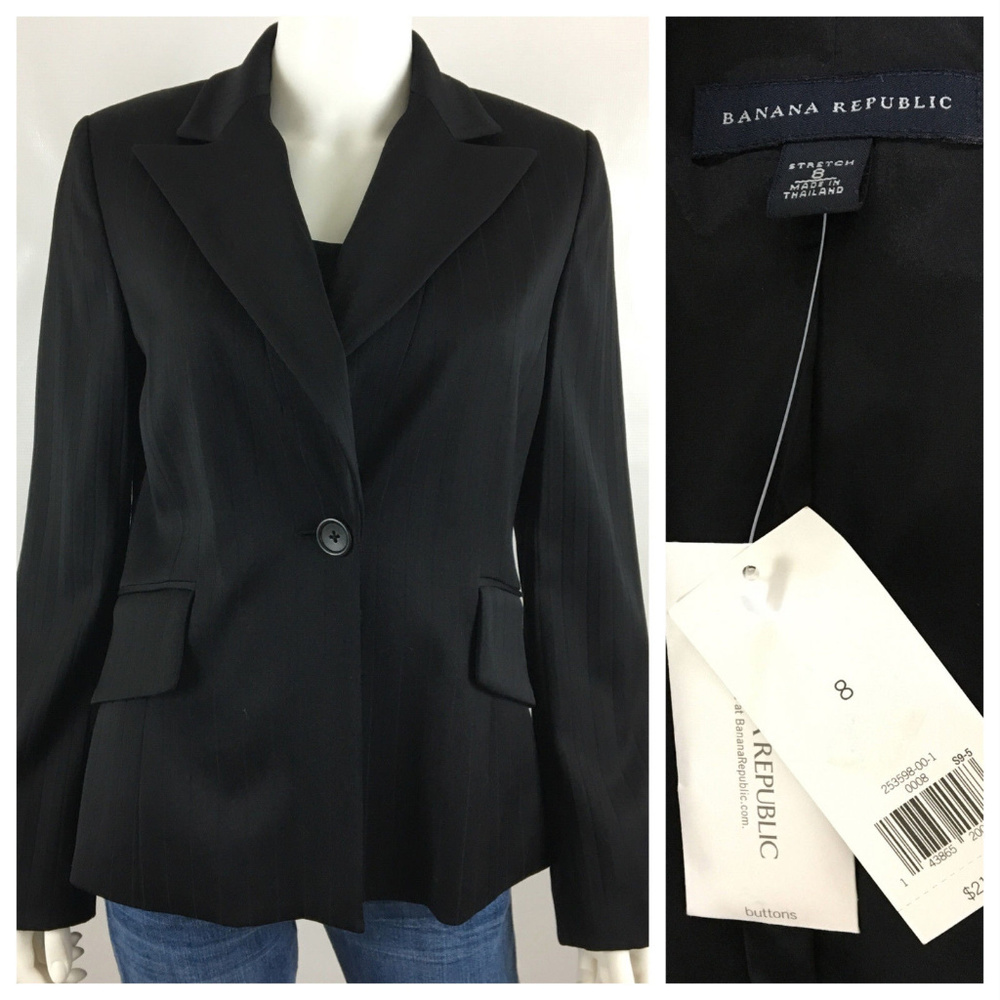 Banana Republic 8 M Career One-Button Black Blazer